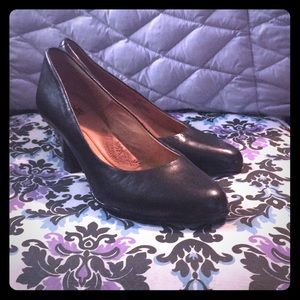 Black  leather Sofft Heals in very good condition
